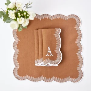 Best Sale Alathea Caramel Linen Placemats & Napkins (Set Of 4) Table Linen Sets