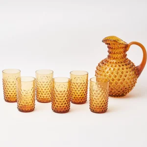 Flash Sale Amber Hobnail Jug And Glasses (Set Of 6) Jugs