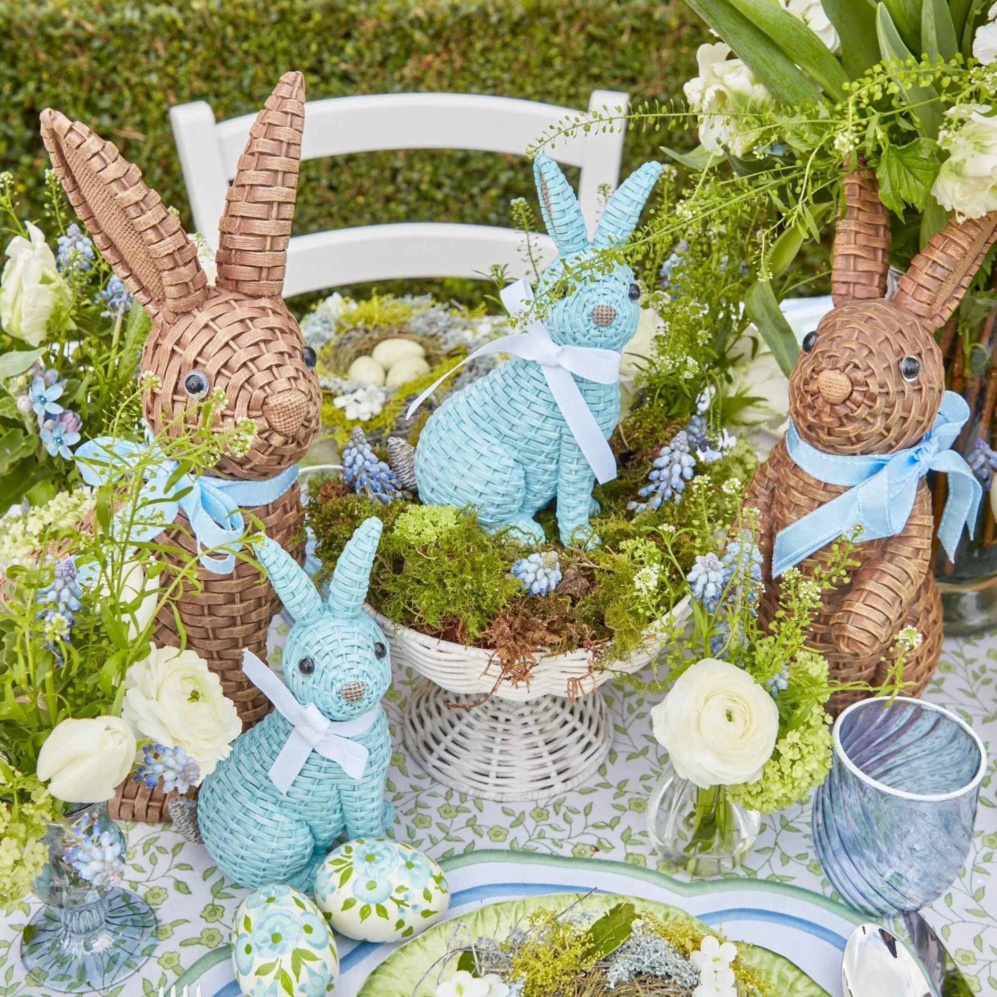 blue__brown_rattan_rabbit_11.webp Cheap Blue & Brown Rattan Rabbit Family Rattan Tableware
