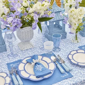 Store Blue And White Rim Frilled Glasses (Set Of 4) Glasses