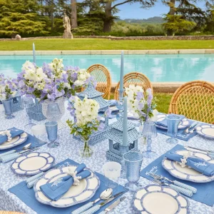 Store Blue And White Rim Frilled Glasses (Set Of 4) Glasses