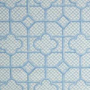 Hot Blue Bamboo Trellis Fabric Serena Fresson Fabrics
