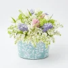 Best Sale Blue Floral Tole Scalloped Planter Vases