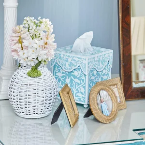 Online Blue Floral Tole Tissue Box Tissue Boxes