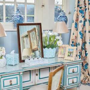 Online Blue Floral Tole Tissue Box Tissue Boxes