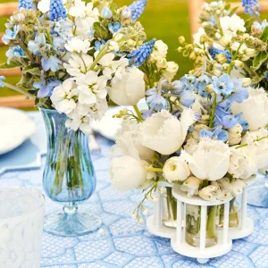 Cheap Blue Fluted Vases (Pair) Vases