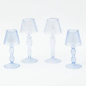 Best Blue Glass Lantern Tea Light Holder Set Pagodas & Lanterns