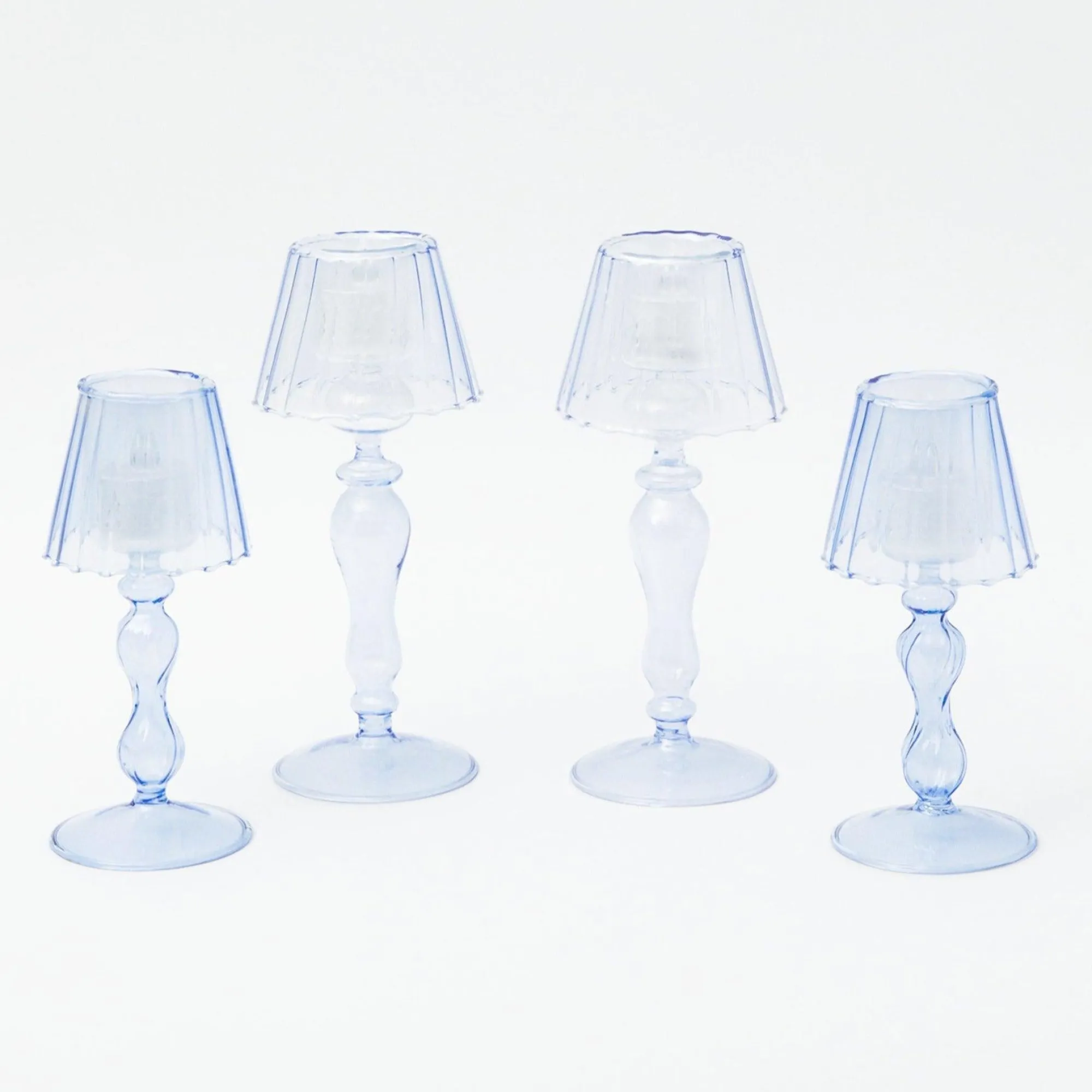 blue_glass_lantern_tea_li_0.webp Best Blue Glass Lantern Tea Light Holder Set Pagodas & Lanterns