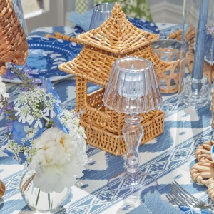 Sale Blue Glass Lantern Tea Light Holder Set Candle Holders