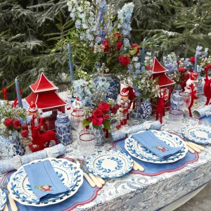 Cheap Blue Hand Embroidered Father Christmas Napkins (Set Of 4) Napkins