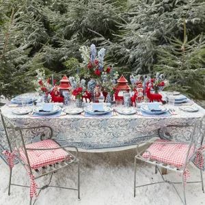 Cheap Blue Hand Embroidered Father Christmas Napkins (Set Of 4) Napkins