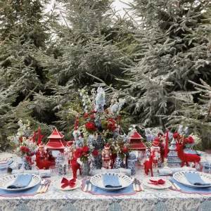 Cheap Blue Hand Embroidered Father Christmas Napkins (Set Of 4) Napkins