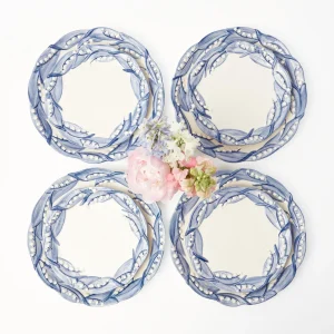 Cheap Blue Lily Of The Valley Dinner & Starter Plates (Set Of 8) Dinner Plates