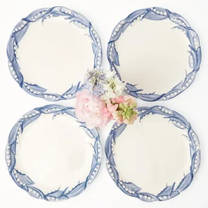 Fashion Blue Lily Of The Valley Dinner Plates (Set Of 4) Crockery Sets