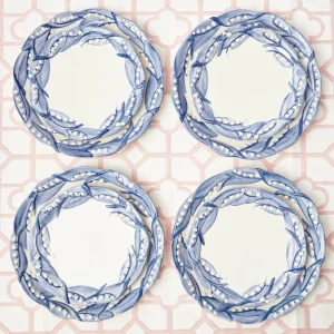 Fashion Blue Lily Of The Valley Dinner Plates (Set Of 4) Crockery Sets