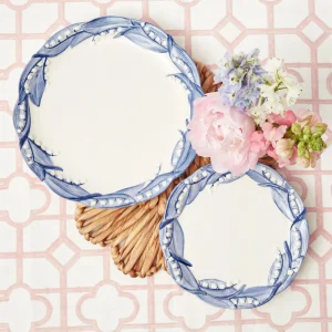 Cheap Blue Lily Of The Valley Dinner & Starter Plates (Set Of 8) Dinner Plates