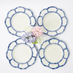 Cheap Blue Petal Bamboo Starter Plate (Set Of 4) Starter Plates