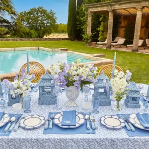 Cheap Blue Rattan Pagoda Lantern Candle Holders