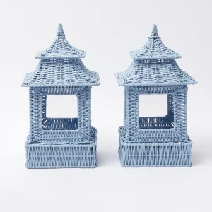Hot Blue Rattan Pagoda Lantern Pagodas & Lanterns