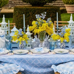 Clearance Blue Saddle Stitch Napkin Bows (Set Of 4) Napkin Rings, Bows & Wreaths