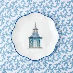 Hot Blue Scalloped Pagoda Starter Plate Starter Plates