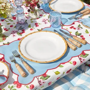 Outlet Blue Swirl Water Glasses With White Rim (Set Of 4) Glasses