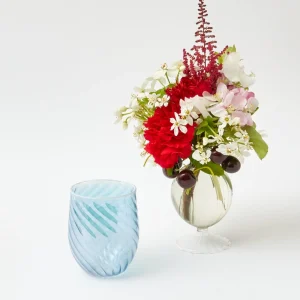 Outlet Blue Swirl Water Glasses With White Rim (Set Of 4) Glasses