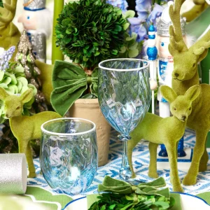 Outlet Blue Swirl Water Glasses With White Rim (Set Of 4) Glasses