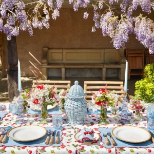 Clearance Blue With Red Scallop Napkins (Set Of 4) Napkins