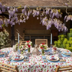 Cheap Blue With Red Scallop Placemat (Set Of 4) Placemats