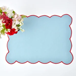Cheap Blue With Red Scallop Placemat (Set Of 4) Placemats