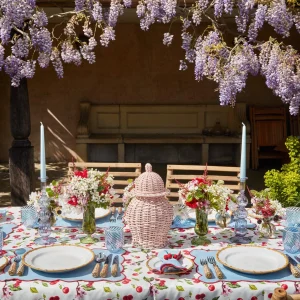 Cheap Blue With Red Scallop Placemat (Set Of 4) Placemats