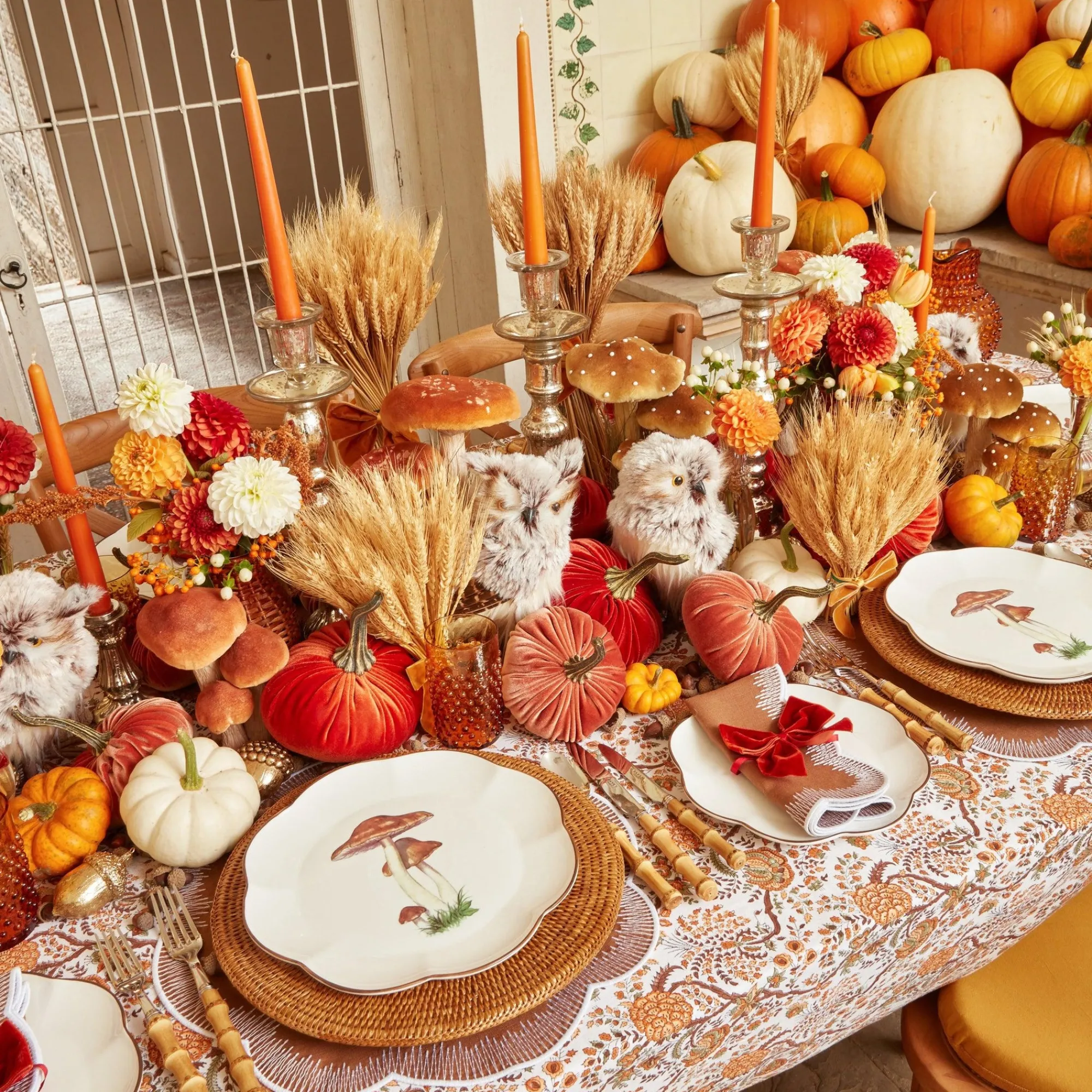 burnt_orange_napkin_bows__2.webp Shop Burnt Orange Napkin Bows (Set Of 4) Napkin Rings, Bows & Wreaths