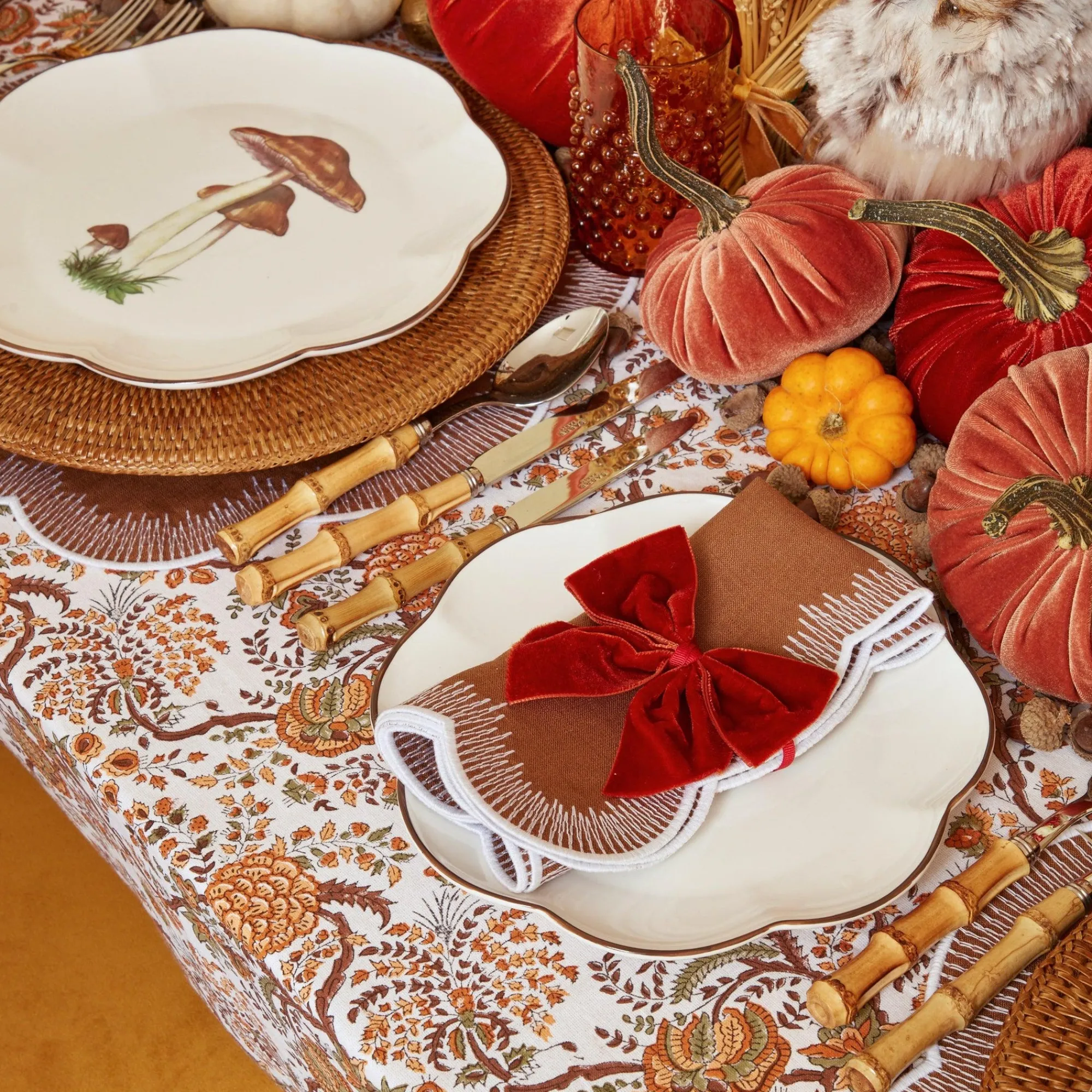burnt_orange_napkin_bows__3.webp Shop Burnt Orange Napkin Bows (Set Of 4) Napkin Rings, Bows & Wreaths