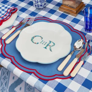Online Camilla Blue & Red Linen Placemats (Set Of 4) Placemats
