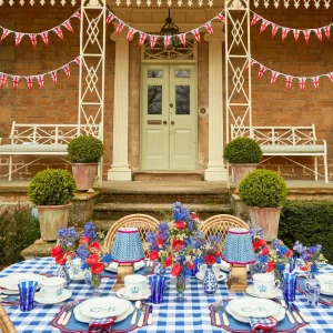 Online Camilla Blue & Red Linen Placemats (Set Of 4) Placemats