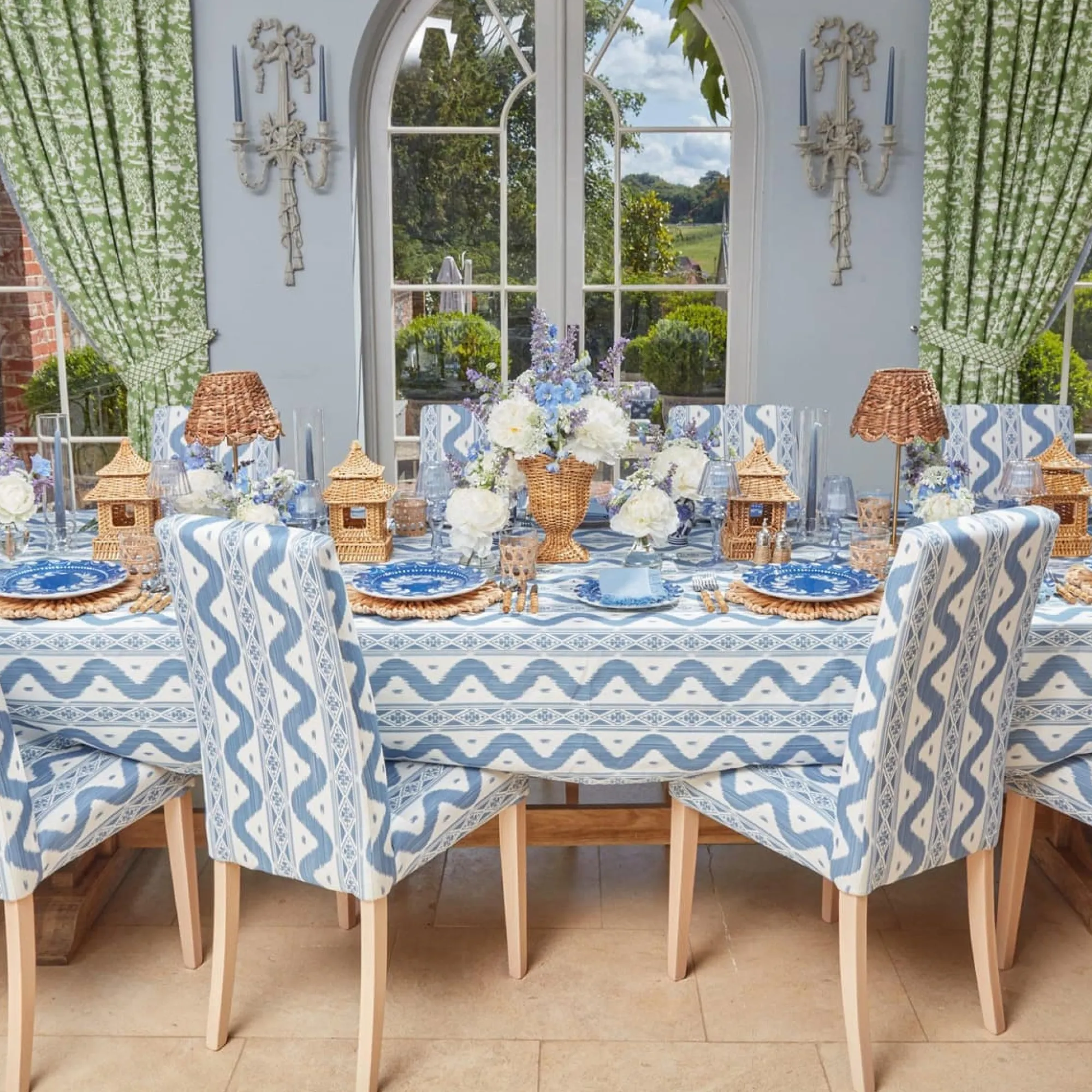 charlotte_blue_ikat_dinin_3.webp Shop Charlotte Blue Ikat Dining Chair Chairs