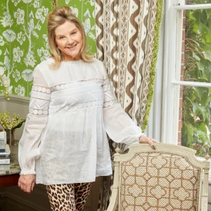 Store Chestnut Brown Ikat Stripe Fabric Serena Fresson Fabrics