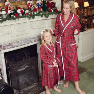 Clearance Children's Red Tartan Frilled Dressing Gown Women Alice Nightdresses