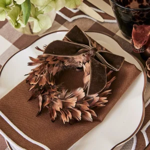 Fashion Chocolate Velvet Mini Bows (Set Of 4) Napkin Rings, Bows & Wreaths