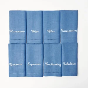 Cheap Compliment Blue Linen Napkins (Set Of 8) Napkins