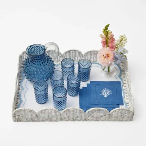 Store Coral Blue Linen Cocktail Napkins (Set Of 4) Napkins