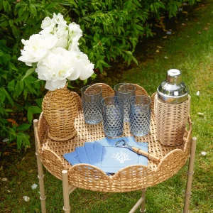 Store Coral Blue Linen Cocktail Napkins (Set Of 4) Napkins