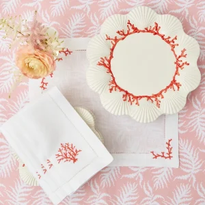 Fashion Coral Linen Napkins (Set Of 4) Napkins