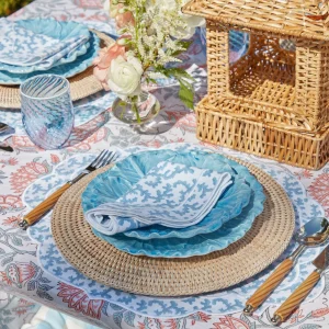 Online Edie Blue Coral Placemats & Napkins (Set Of 4) Table Linen Sets