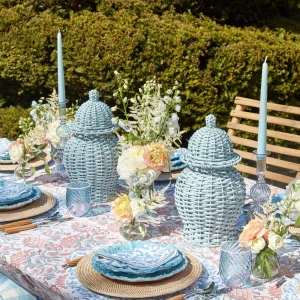 Online Edie Blue Coral Placemats & Napkins (Set Of 4) Table Linen Sets