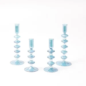 Clearance Elodie Blue Candle Holder Set Candlescapes