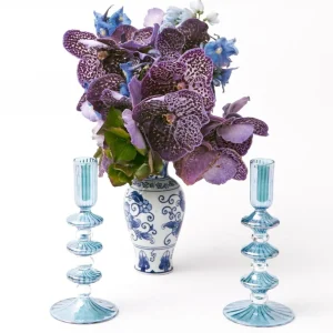 Clearance Elodie Blue Candle Holder Set Candlescapes