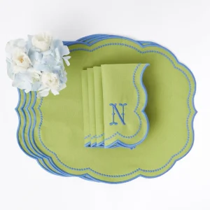 Hot Eloise Green And Blue Placemats & Napkins (Set Of 4) Table Linen Sets
