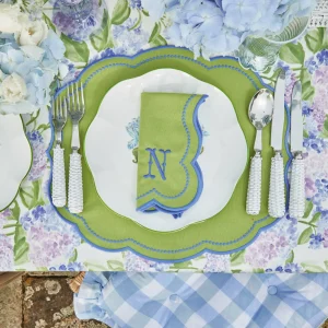 Hot Eloise Green And Blue Placemats & Napkins (Set Of 4) Table Linen Sets